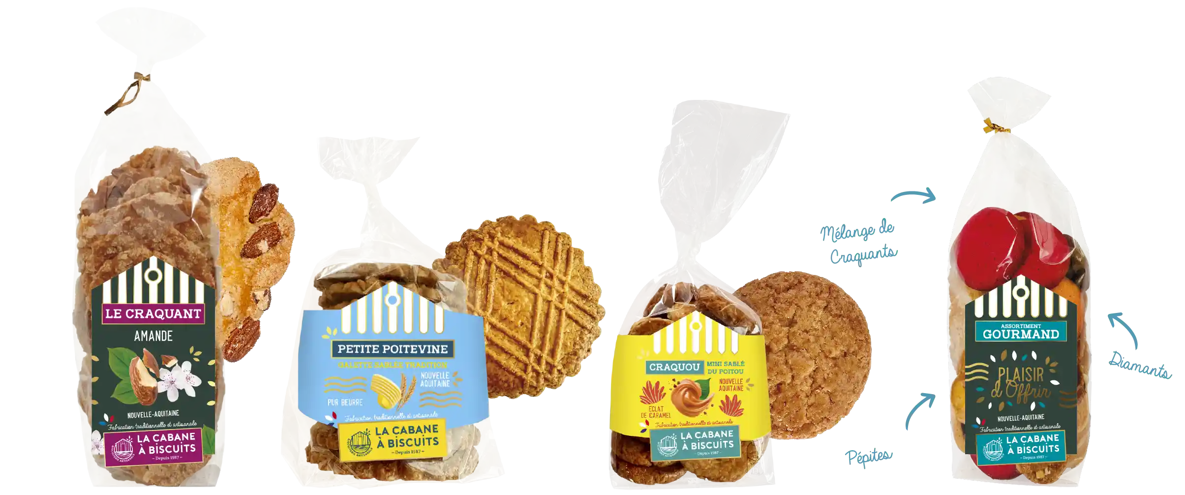 photos de plusieurs sachets de biscuits
